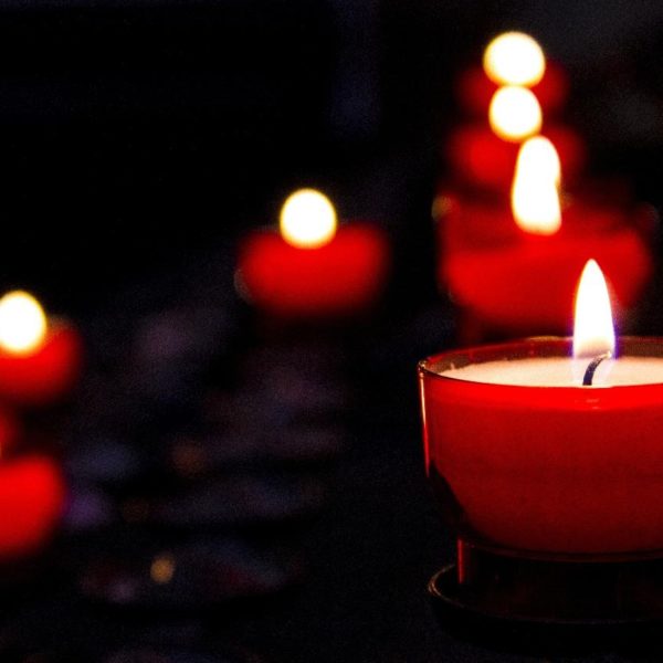 Candles lit up in the dark in Nashville, TN